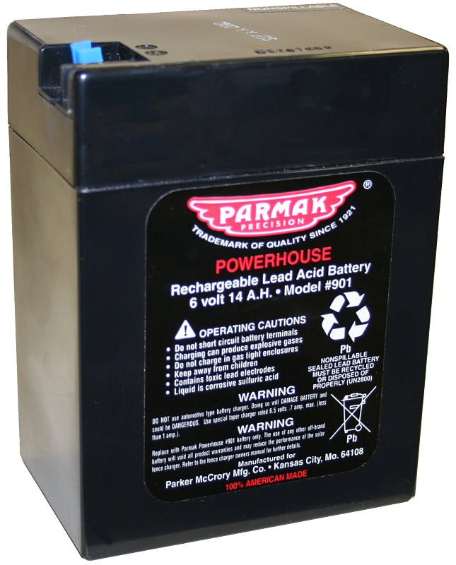 PARKER MCCRORY MFG. Parmak 901 Gel Battery, Black, For: DF-SP-LI Solar Powered Fencers