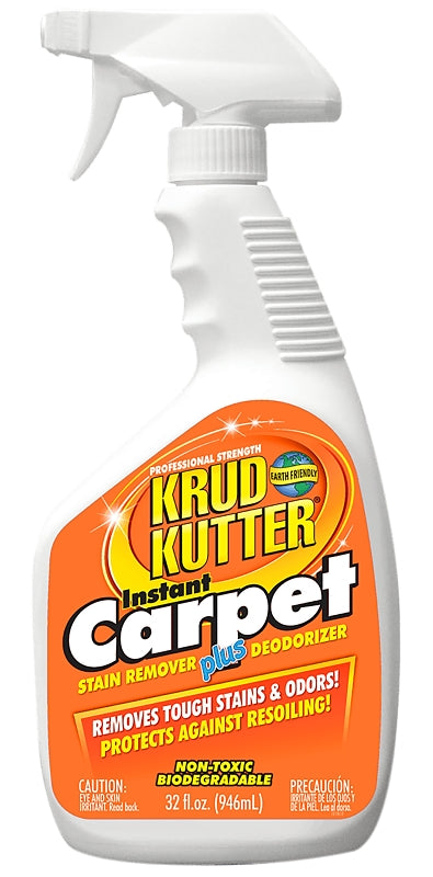 KRUD KUTTER Krud Kutter CR326 Carpet Stain Remover and Deodorizer, 32 oz, Liquid, Mild, Clear