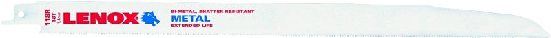 LENOX Lenox 21510118R Reciprocating Saw Blade, 3/4 in W, 12 in L, 18 TPI