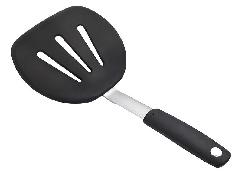 OXO INTERNATIONAL Good Grips 1071533 Pancake Turner, 6 in W Blade, 12 in OAL, Silicone Blade, Black/Silver HOUSEWARES OXO INTERNATIONAL