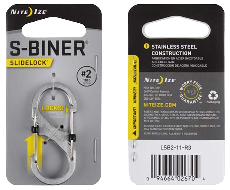 NITE IZE Nite Ize LSB2-11-R3 Key Carabiner, 0.9 in OAL, Stainless Steel, Stainless Steel HARDWARE & FARM SUPPLIES NITE IZE