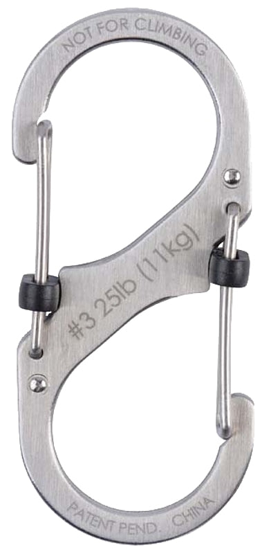 NITE IZE Nite Ize S-Biner Series LSB3-11-R6 Double-Gated Carabiner, #3 Dia Ring, Stainless Steel