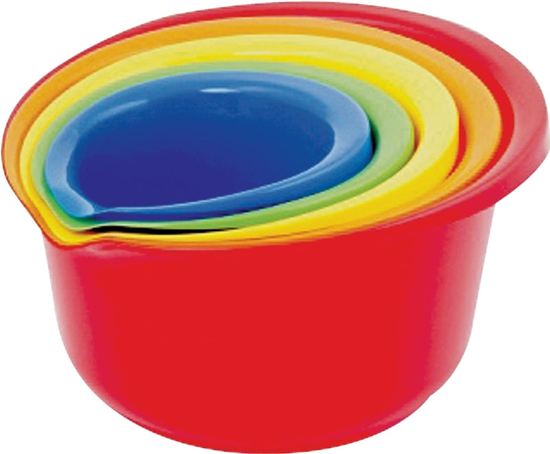 CHEF CRAFT Chef Craft 21663 Mixing Bowl Set, 0.9, 1.5, 2.5, 4, 5.5 qt, Plastic, Assorted