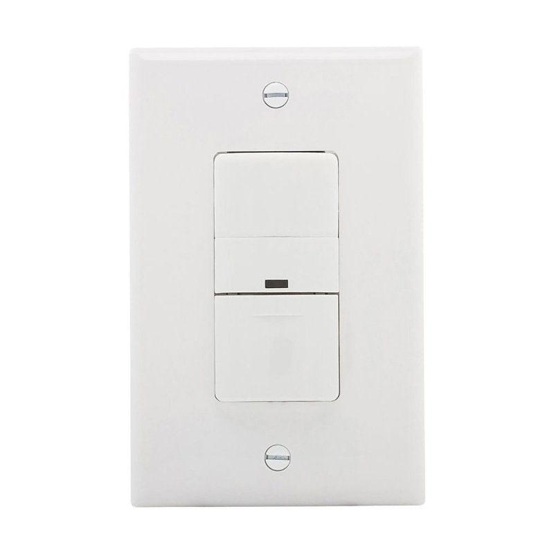 COOPER WIRING Eaton VS306U-W Vacancy Sensor Switch, 5 A, 120 V, 1 -Pole, Motion Sensor, 180 deg Sensing, 450 sq-ft Sensing, White