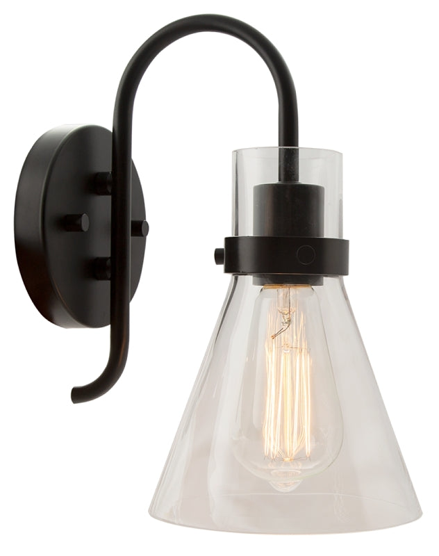 VAXCEL INTERNATIONAL Boston Harbor D2021021 Single Light Vanity Fixture, 120 V, 60 W, 1-Lamp, Metal Fixture, Black Fixture, Matte Fixture ELECTRICAL VAXCEL INTERNATIONAL