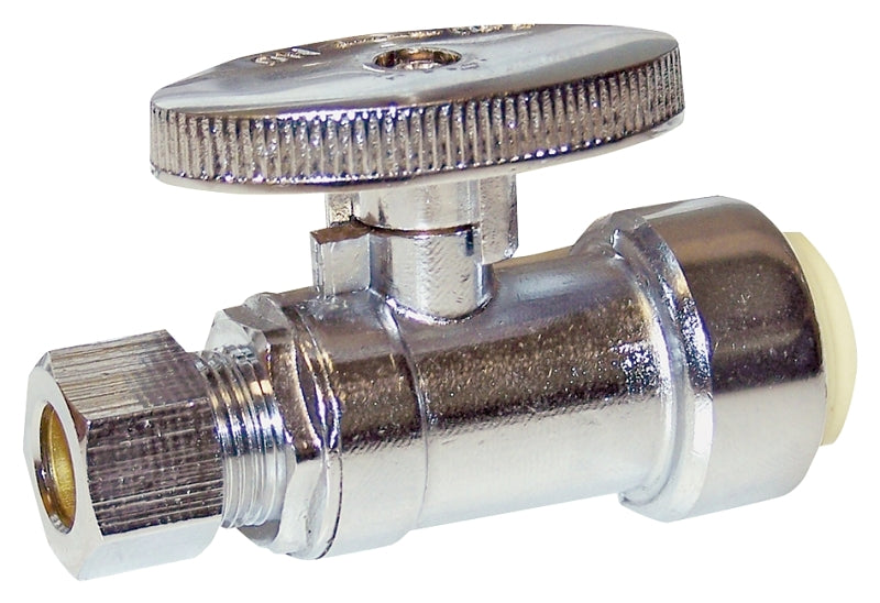 B & K INDUSTRIES ProBite 1191-932HC Ball Valve, 1/2 x 3/8 in Connection, Push-Fit x Compression, 200 psi Pressure, Brass Body