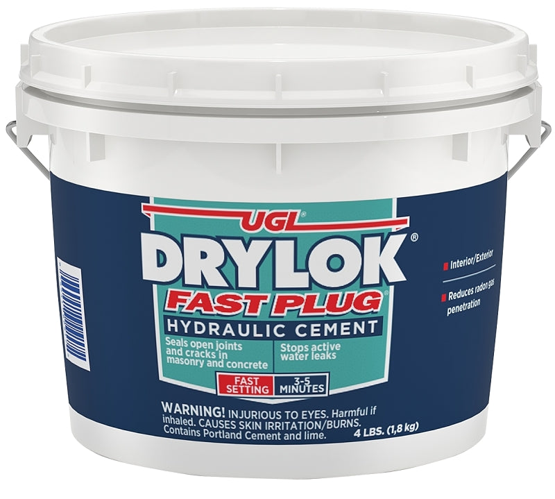DRYLOK Drylok Fast Plug Series 00917 Hydraulic Cement, Gray, Powder, 4 lb