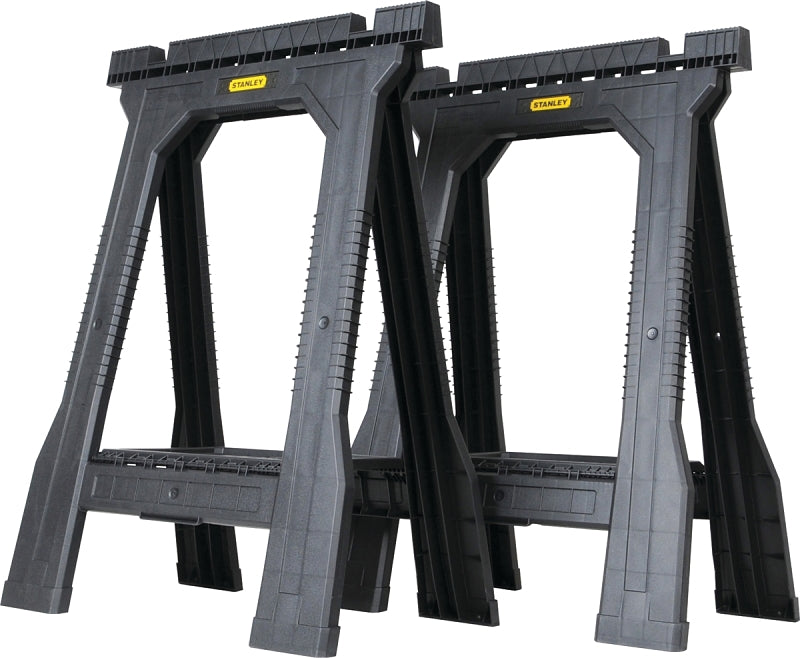 STANLEY TOOLS STANLEY STST60952 Folding Sawhorse, 800 lb, 5 in W, 32 in H, 22-1/2 in D, Plastic, Black