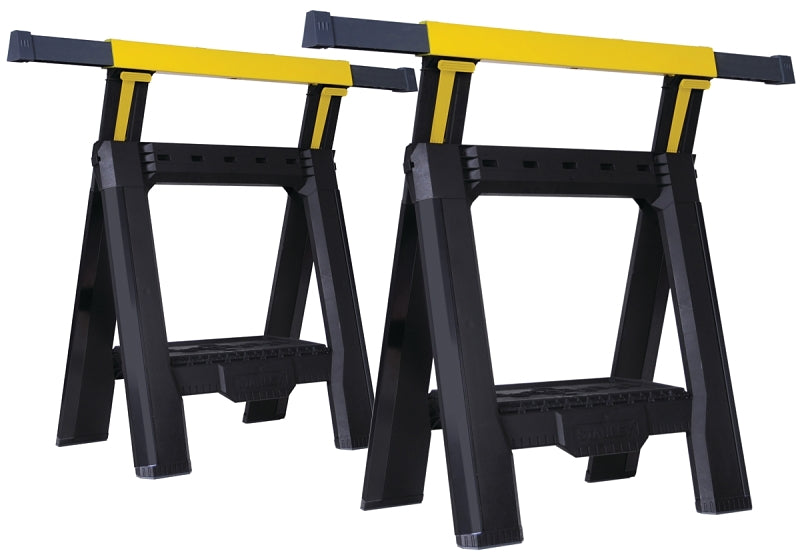 STANLEY TOOLS STANLEY STST60626 Adjustable Sawhorse, 1000 lb, 2-7/8 in W, 31-1/8 in H, 28-1/8 in D, Plastic, Black TOOLS STANLEY TOOLS