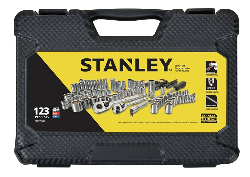 STANLEY STANLEY STMT71652 Mechanics Tool Set, 123-Piece, Steel, Polished Chrome TOOLS STANLEY