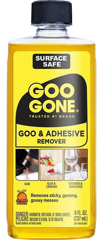 GOO GONE Goo Gone 2087 Goo and Adhesive Remover, 8 oz Bottle, Liquid, Citrus, Yellow