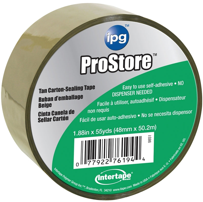 IPG IPG 9851 Packaging Tape, 54.6 yd L, 1.88 in W, Polypropylene Backing, Tan PAINT IPG