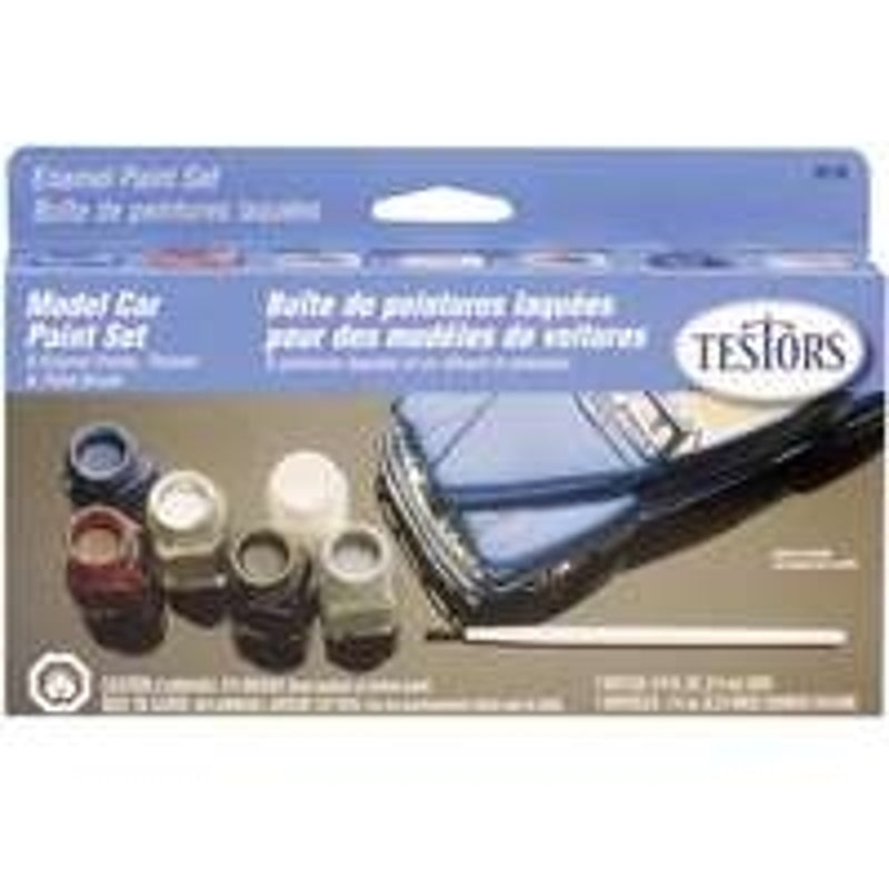 TESTORS Testors 9119X Enamel Paint Set, Metallic, Black/Dark Blue/Red/Silver/White/Yellow, 0.25 oz, Bottle