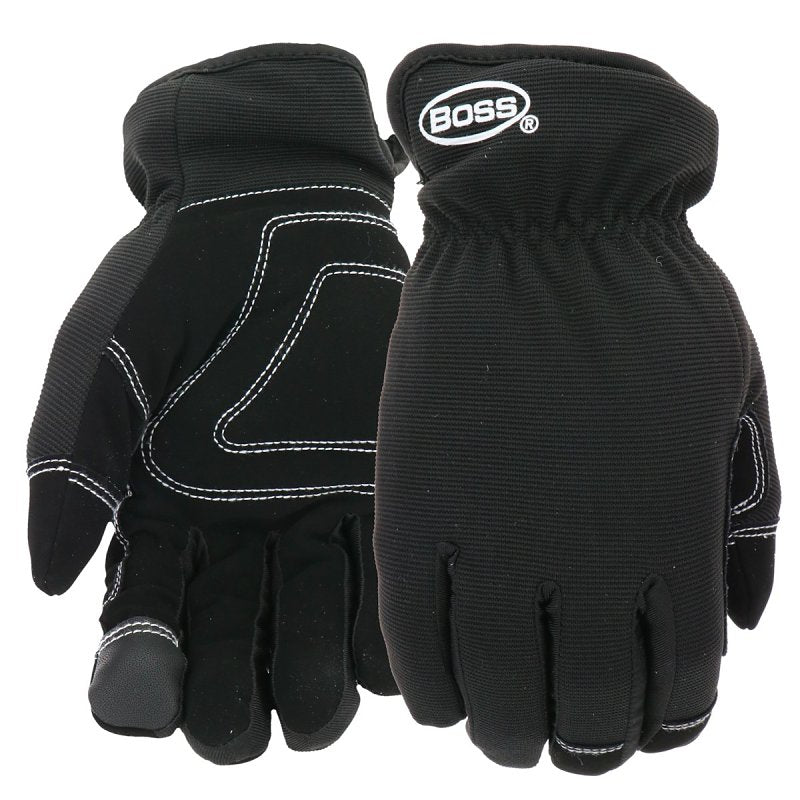 BOSS MFG Boss Arctik B95261-L Work Gloves, Men's, L, Wing Thumb, Slip-On Cuff, Polyester/Synthetic Leather, Black