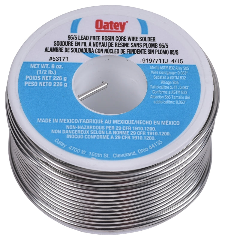 OATEY Oatey 53171 Rosin Core Wire Solder, 1/2 lb, Solid, Silver, 450 to 464 deg F Melting Point TOOLS OATEY