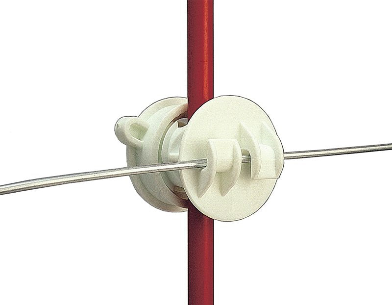 GALLAGHER POWER FENCE, Gallagher G65514 Rod Post Claw Insulator, Plastic, White, Screw-On Mounting