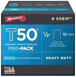 ARROW Arrow T50 Series 508IP Staple, For: ET50, ET50BN, ET50PBN Stapler, 3/8 in W Crown, 1/2 in L Leg