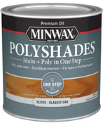MINWAX Minwax PolyShades 214704444 Wood Stain and Polyurethane, Gloss, Classic Oak, Liquid, 0.5 pt, Can PAINT MINWAX
