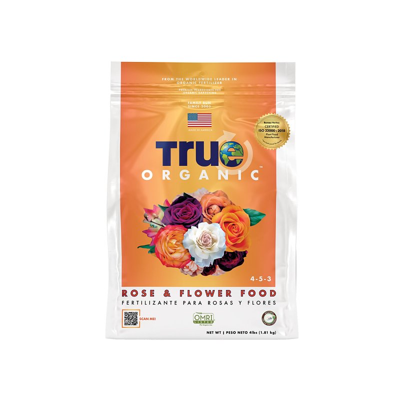 TRUE ORGANIC PRODUCTS I True ORGANIC R0013 Rose and Flower Food, 4 lb Bag, 4-5-3 N-P-K Ratio