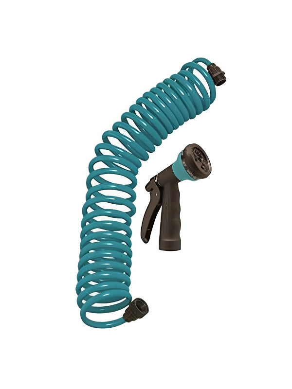ORBIT IRRIGATION PRODUCTS Orbit 26381 Coil Hose with 8-Pattern Nozzle, Polyurethane, Blue