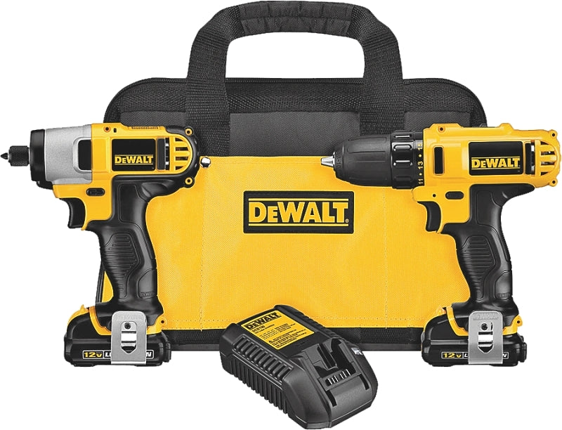 DEWALT DEWALT DCK211S2 Series Combination Tool Kit, Includes: (2) 12 V Max Lithium-Ion Batteries, 1.5 Ah, 12 V, Lithium-Ion