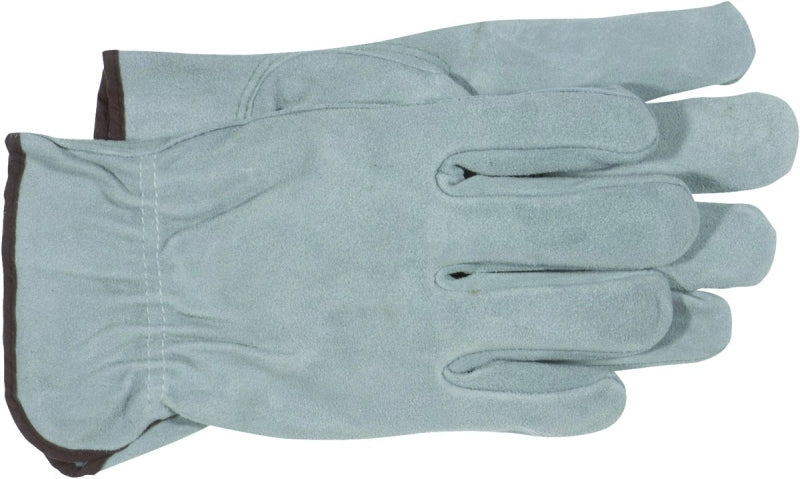 BOSS MFG Boss 4065J Gloves, Driver, XL, Keystone Thumb, Open, Shirred Elastic Back Cuff, Cowhide Leather, Gray