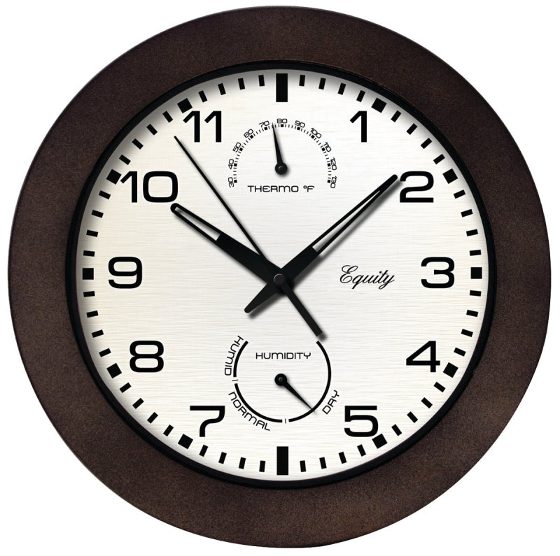 LA CROSSE TECHNOLOGY Equity 29005 Clock, Round, Dark Brown Frame, Plastic Clock Face, Analog HOUSEWARES LA CROSSE TECHNOLOGY