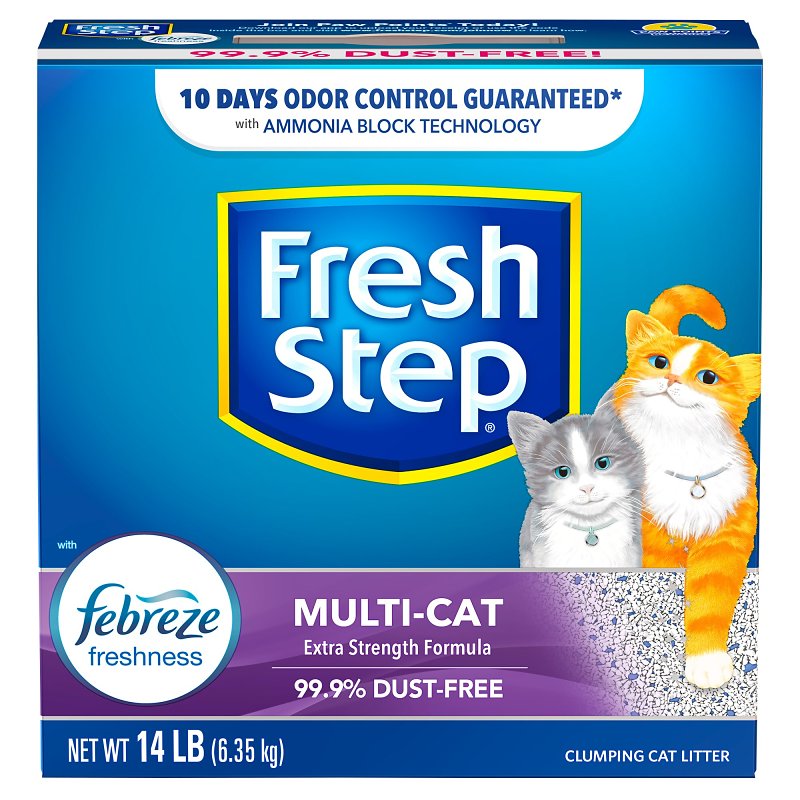 FRESH STEP Fresh Step Multi-Cat 2049 Cat Litter, Bentonite/Crystalline Silica/Limestone/Sodium Tetraborate Pentahydrate, 14 lb Box