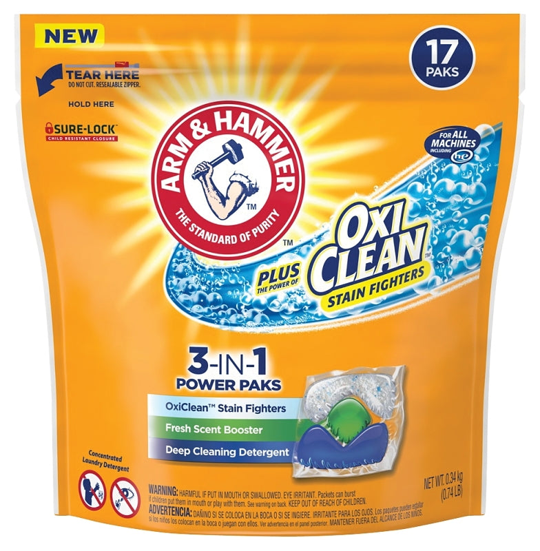 ARM & HAMMER Arm & Hammer 94206 Laundry Detergent, 17 CT, Pack, Fresh