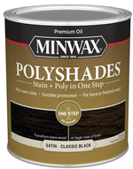 MINWAX Minwax PolyShades 613950444 Polyurethane, Satin, Liquid, Classic Black, 1 qt Can PAINT MINWAX