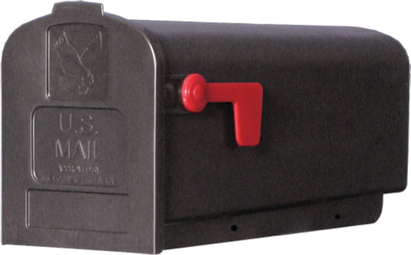 SOLAR GROUP Gibraltar Mailboxes Parson Series PL10B0201 Rural Mailbox, 875 cu-in, Plastic, 7.9 in W, 19.4 in D, 9.6 in H, Black