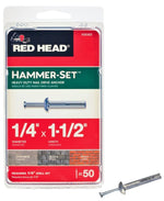RED HEAD Red Head Hammer-Set 35303 Anchor, 1/4 in Dia, 1-1/2 in L, Steel, Zinc
