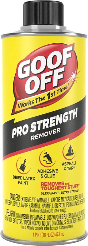 GOOF OFF Goof Off FG653 Adhesive Remover, Liquid, Solvent, White, 16 oz Bottle PAINT GOOF OFF