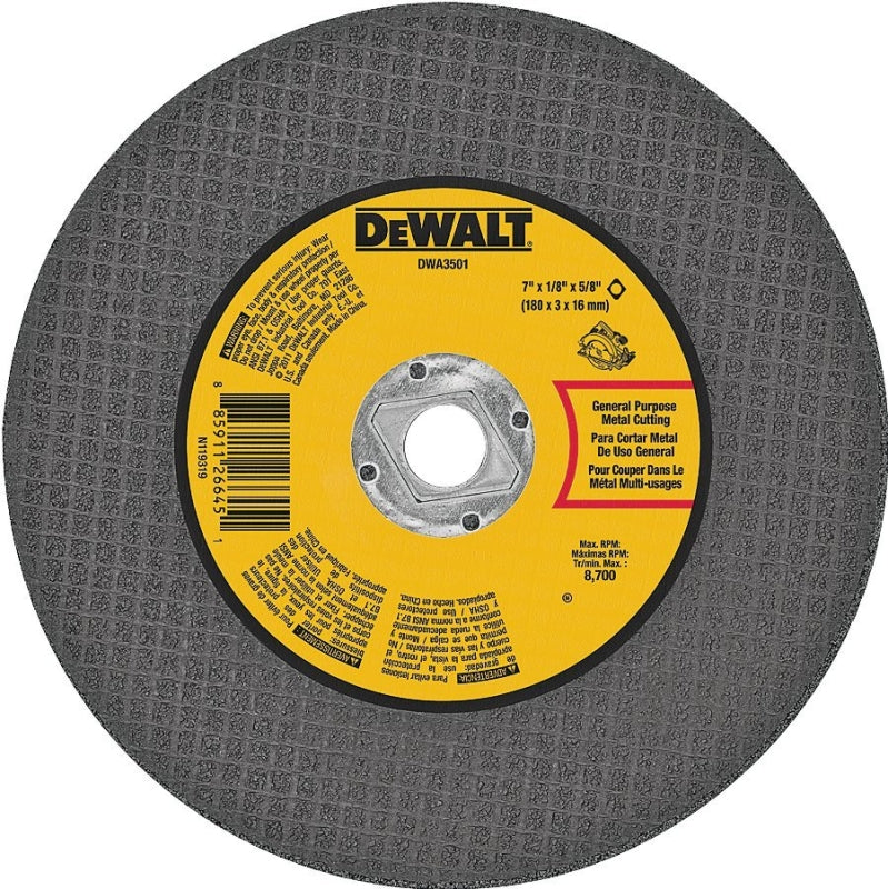 DEWALT DEWALT DWA3501 Cutting Wheel, 7 in Dia, 1/8 in Thick, Aluminum Oxide Abrasive, 5/8 in Arbor