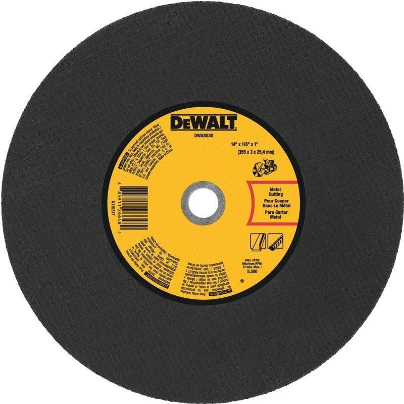 DEWALT DEWALT DWA8030 Cutting Wheel, 14 in Dia, 1/8 in Thick, 1 in Arbor, Coarse, Aluminum Oxide Abrasive TOOLS DEWALT