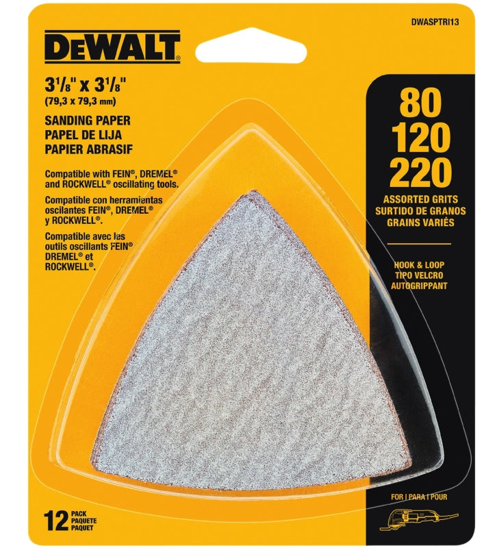 DEWALT DEWALT DWASPTRI Sanding Paper, 3-3/4 in L, 80, 120, 220 Grit, Aluminum Oxide Abrasive TOOLS DEWALT