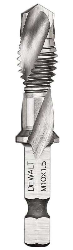 DEWALT DEWALT IMPACT READY DWADTQTR10MM15 Tap and Drill Bit, 10 mm Dia, 3-Flute, Spiral Flute