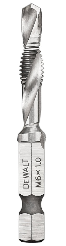 DEWALT DEWALT IMPACT READY DWADTQTR6MM1 Tap and Drill Bit, 6 mm Dia, 3-Flute, Spiral Flute, HSS TOOLS DEWALT