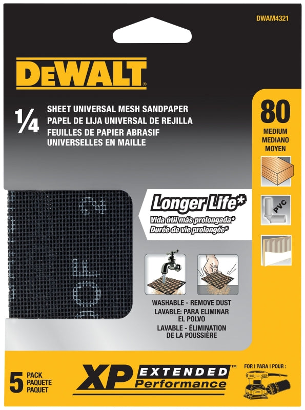 DEWALT DEWALT DWAM4321 Sandpaper, 5-1/2 in L, 4-1/2 in W, Medium, 80 Grit, Silicon Carbide Abrasive TOOLS DEWALT
