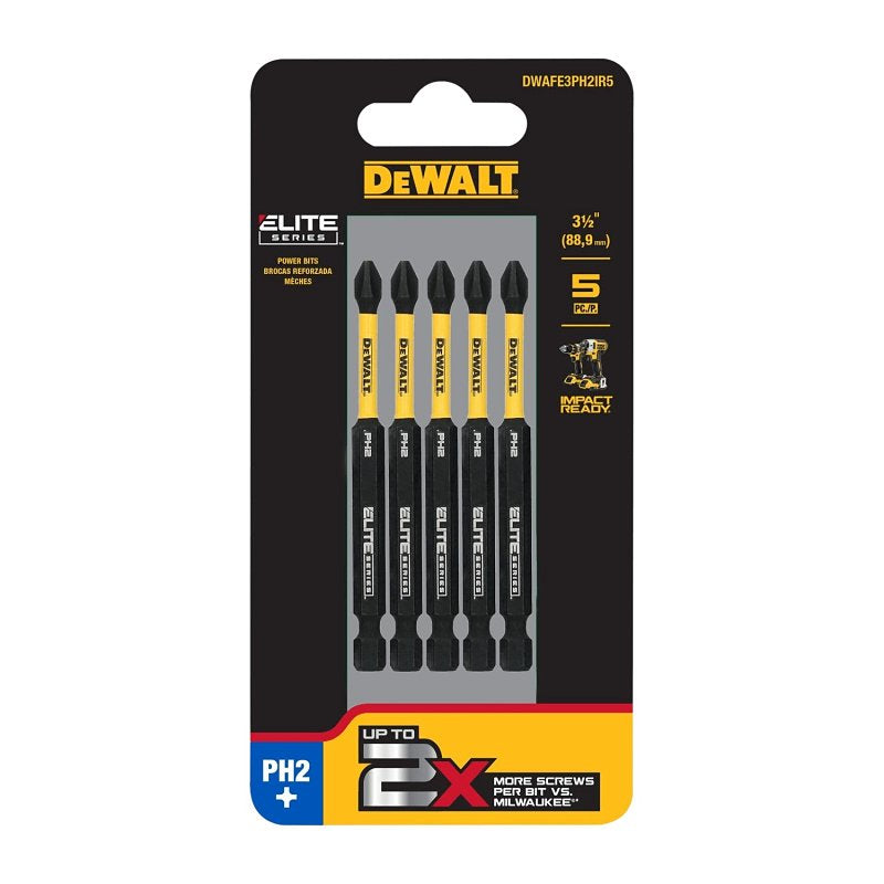 DEWALT DEWALT FLEXTORQ DWAF3PH2IR5 Impact Screwdriver Bit, #2 Drive, Phillips Drive, 1/4 in Shank, Hex Shank, 3-1/2 in L, Steel