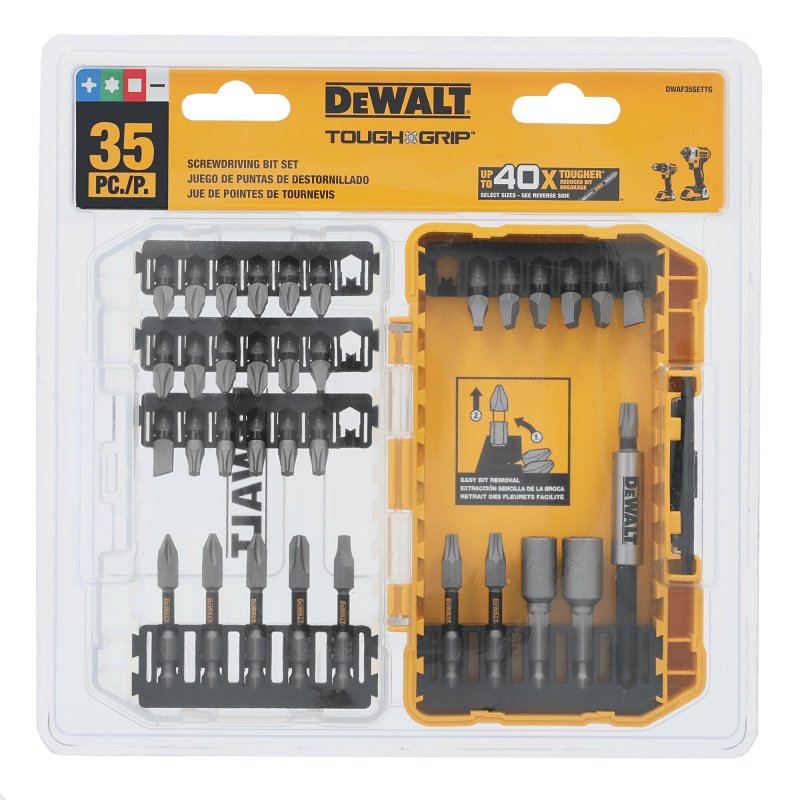 DEWALT DEWALT TOUGHGRIP DWAF35SETTG Screwdriver Bit Set, 35-Piece, Steel TOOLS DEWALT