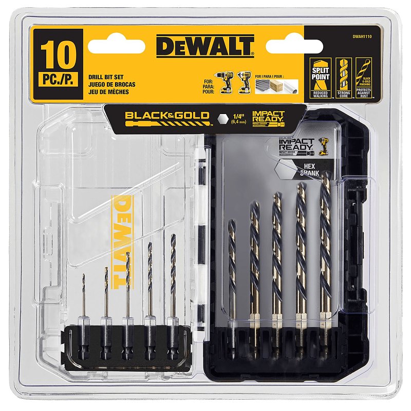DEWALT DEWALT DWAH1110 Drill Bit Set, 10-Piece, HSS TOOLS DEWALT