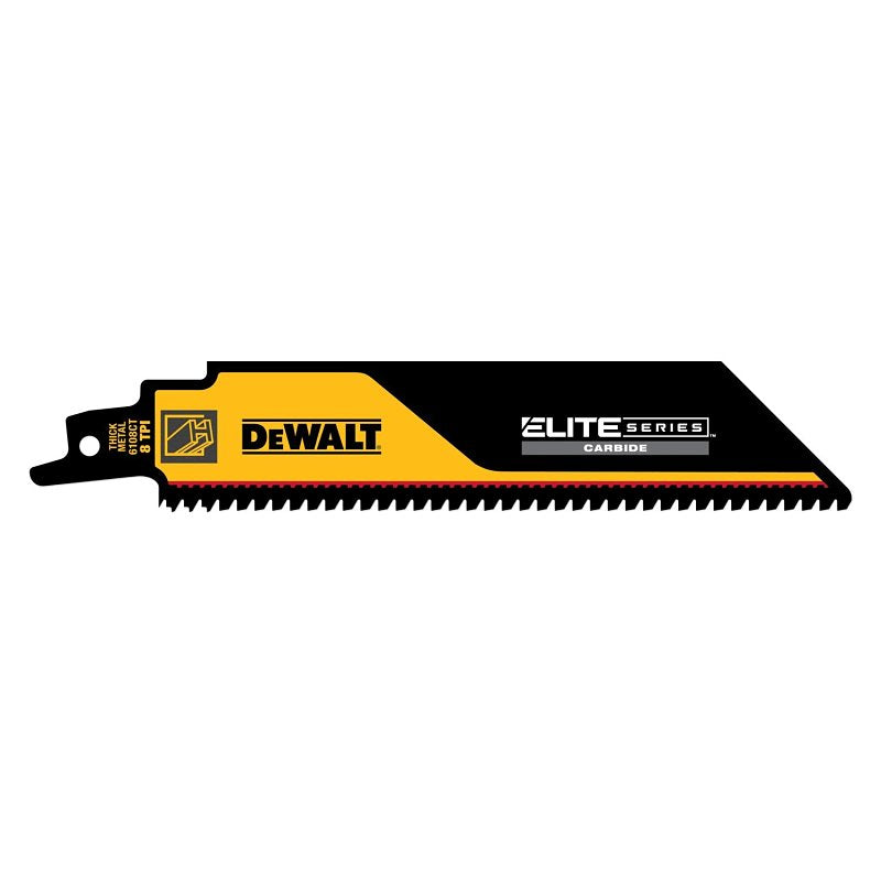 DEWALT DEWALT ELITE SERIES DWAR6108CT-1 Reciprocating Saw Blade, 1 in W, 6 in L, 8 TPI, Carbide Cutting Edge TOOLS DEWALT