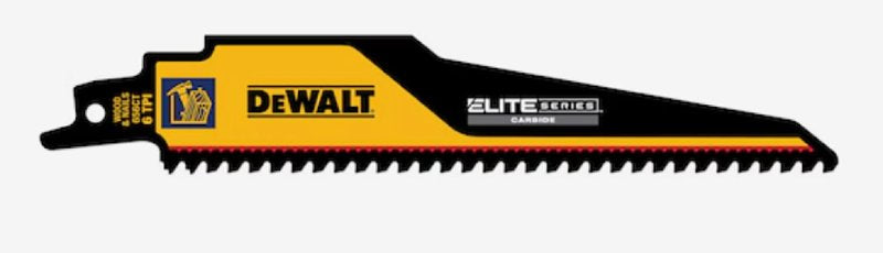 DEWALT DEWALT ELITE SERIES DWAR656CT-1 Reciprocating Saw Blade, 1 in W, 6 in L, 6 TPI, Carbide Cutting Edge