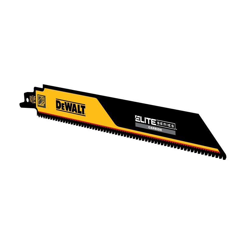 DEWALT DEWALT ELITE SERIES DWAR9108CT-1 Reciprocating Saw Blade, 1 in W, 9 in L, 8 TPI, Carbide Cutting Edge