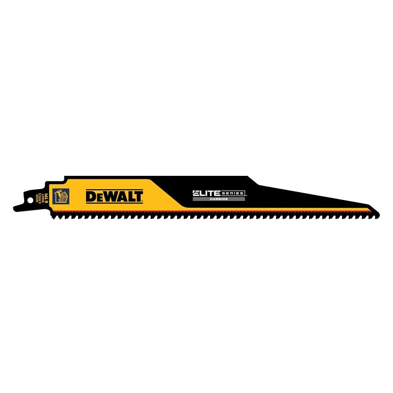 DEWALT DEWALT ELITE SERIES DWAR956CT-1 Reciprocating Saw Blade, 1 in W, 9 in L, 6 TPI, Carbide Cutting Edge TOOLS DEWALT