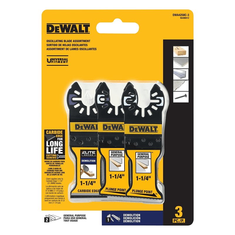 DEWALT DEWALT DWA4258C-3 General-Purpose and Demo Combo Oscillating Blade Set, Bi-Metal TOOLS DEWALT