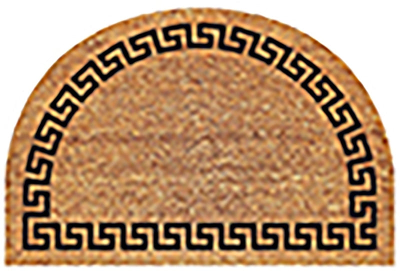 AMERICO HOME Americo Home 77FLGKY023 Door Mat, 24 in L, 36 in W, Semi-Circle, Greek Key Pattern, Coir Surface, Black/Brown/Tan