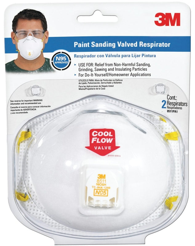 3M 3M TEKK Protection 8511PA1-2A/R8511- Disposable Valved Respirator, N95 Filter Class, 95 % Filter Efficiency, White