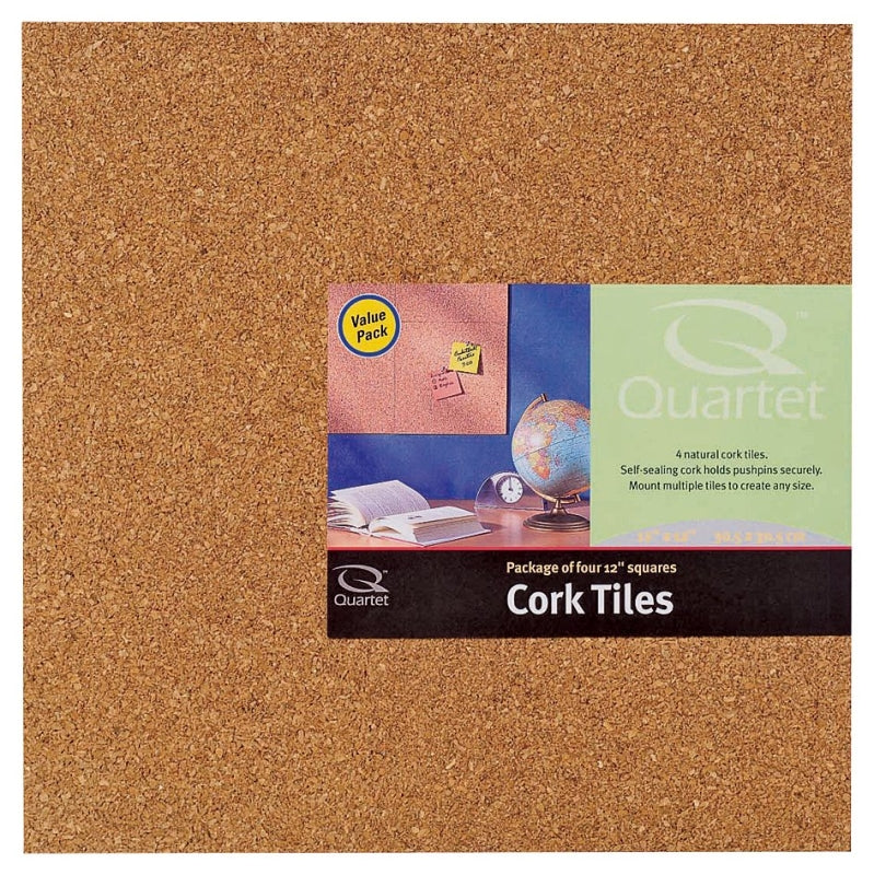 ACCO Quartet 102 Natural Cork Tile, 12 in L, Brown Board